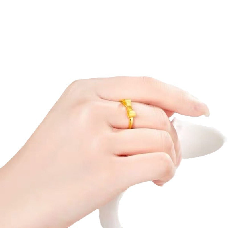 Love Style Square Model Bow Yellow Rings
