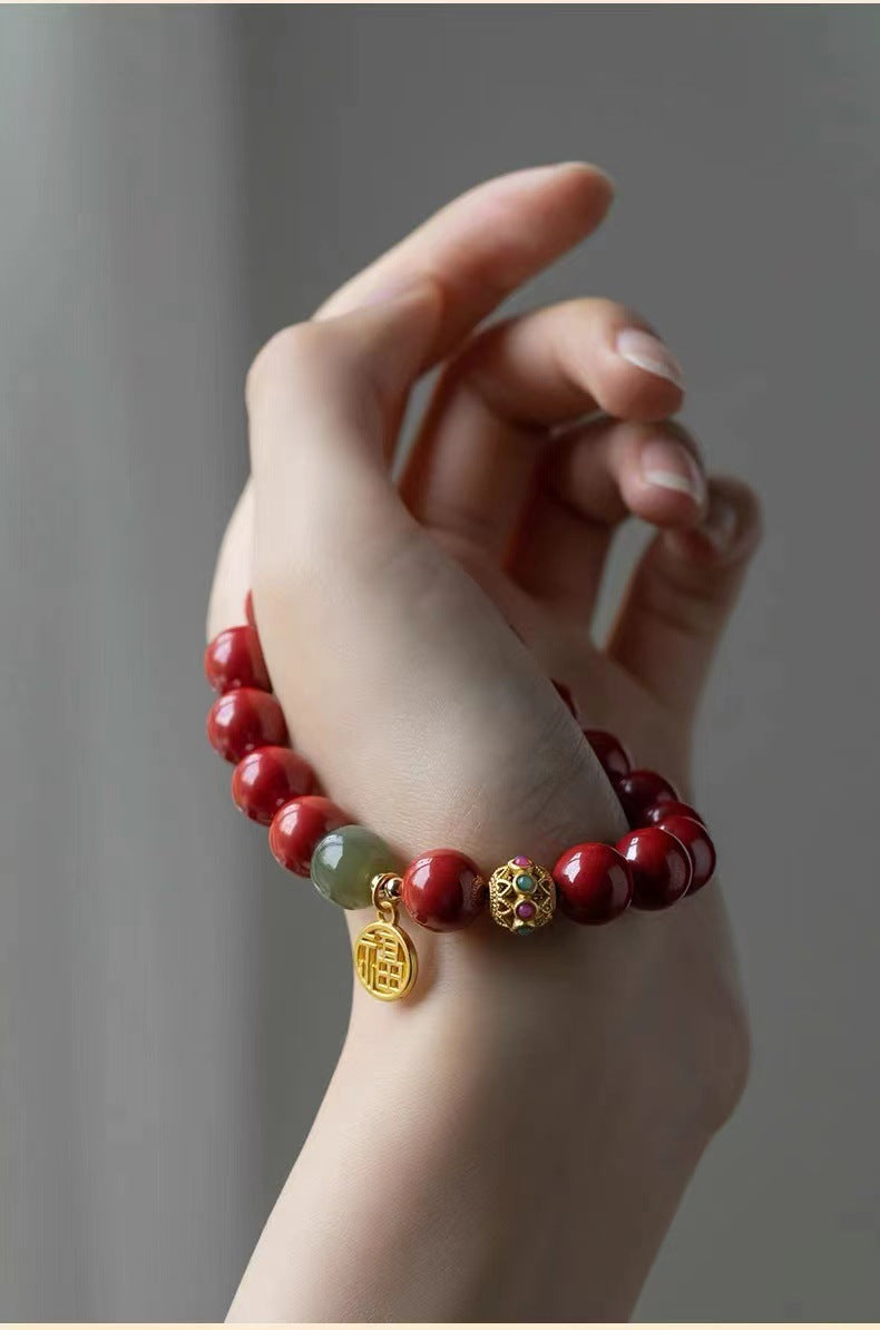 Purple Gold Sand Jade Original Cinnabar Bracelets