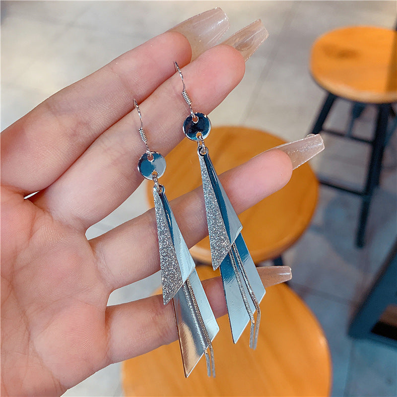 Women's Temperamental Long Super Fairy Geometric Tassel Stud Earrings
