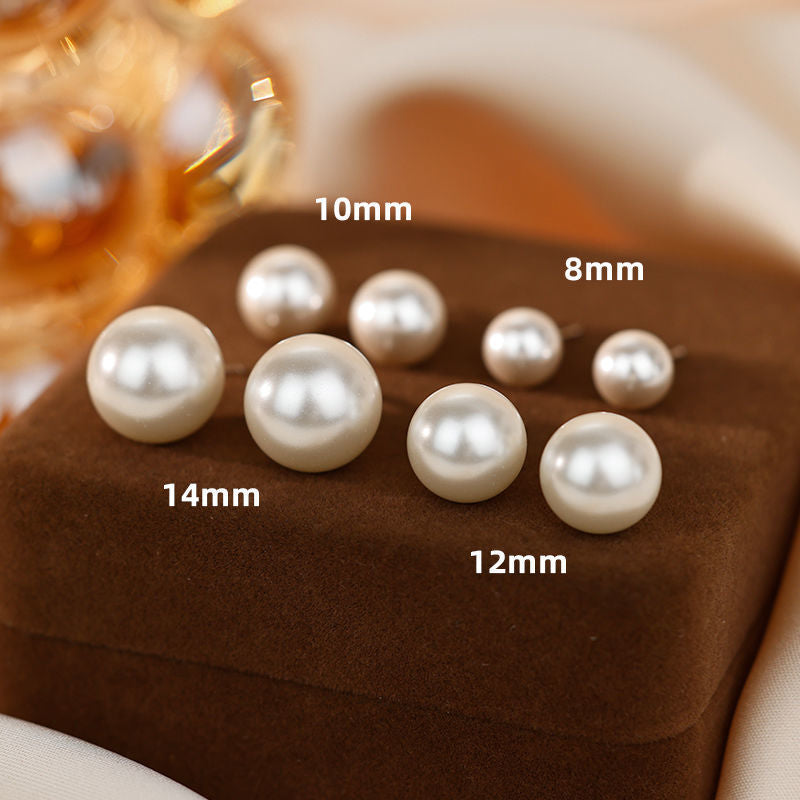 Women's Shell Pearl Ear Sterling Sier Perfect Circle Rings