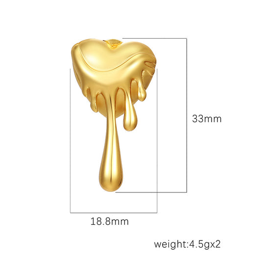 Gold-plated Stainless Steel Love Melting Female Earrings