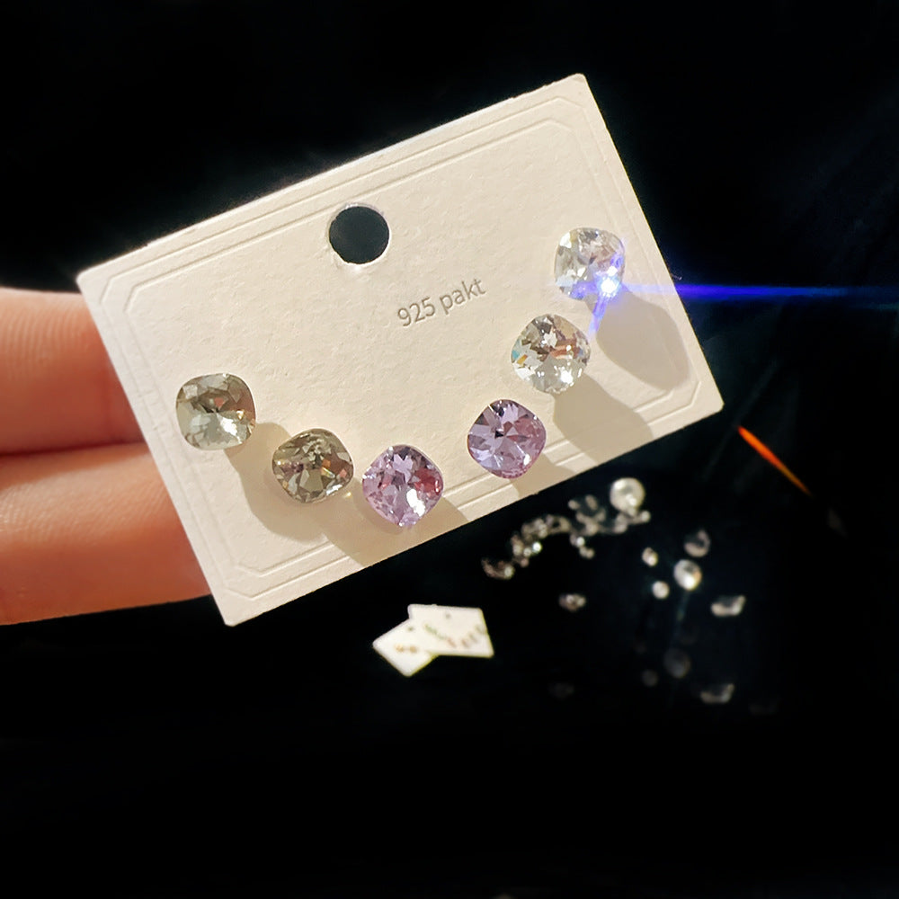 Women's Cube Sugar One Card Three Pairs Earrings