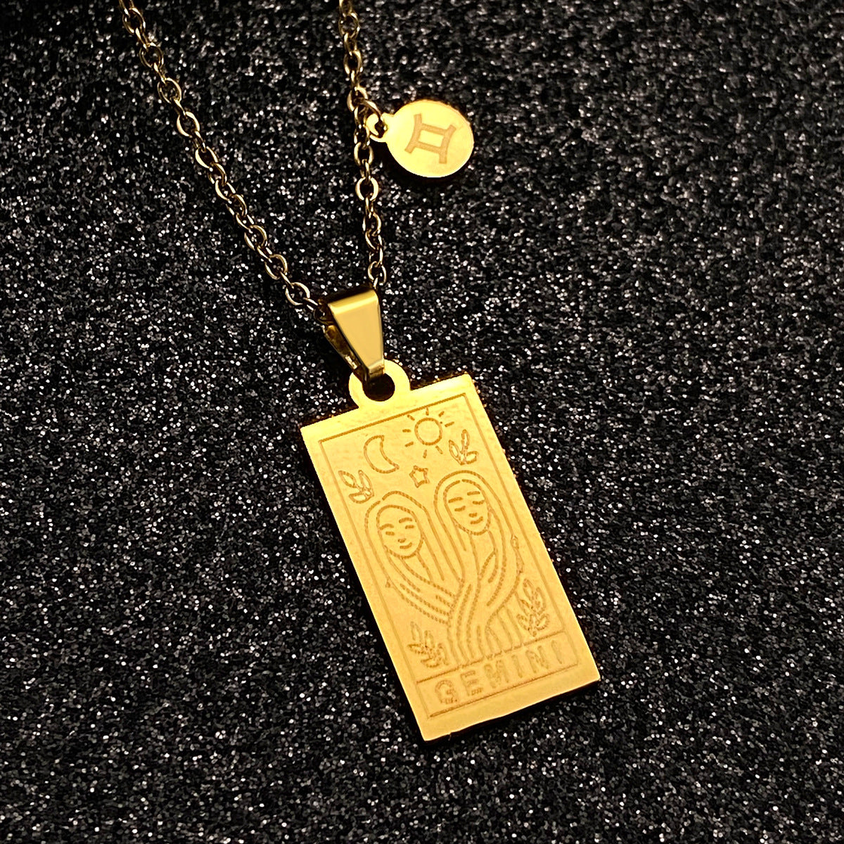 Women's Steel Constellation Square Retro Twee Tarot Necklaces