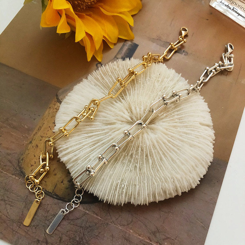 Sier Fashion Retro Design U-shaped Horseshoe Bracelets