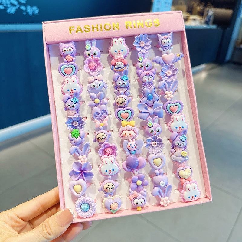 Children's Cartoon Nostalgic Frosted Texture Plastic Kindergarten Rings