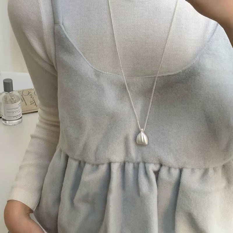 Sier Safety Lock Chinese Style White Necklace