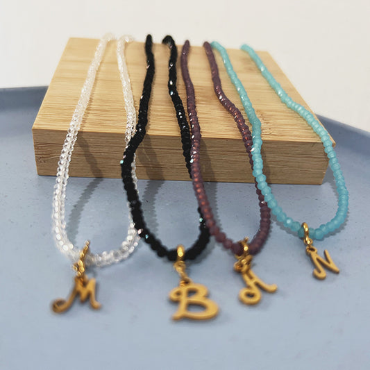 Twin Titanium Steel Plated English Letter Necklaces