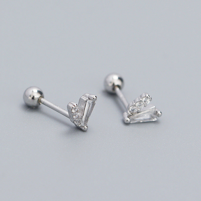 Piercing Ear Sier Diamond V-shaped Screw Rings