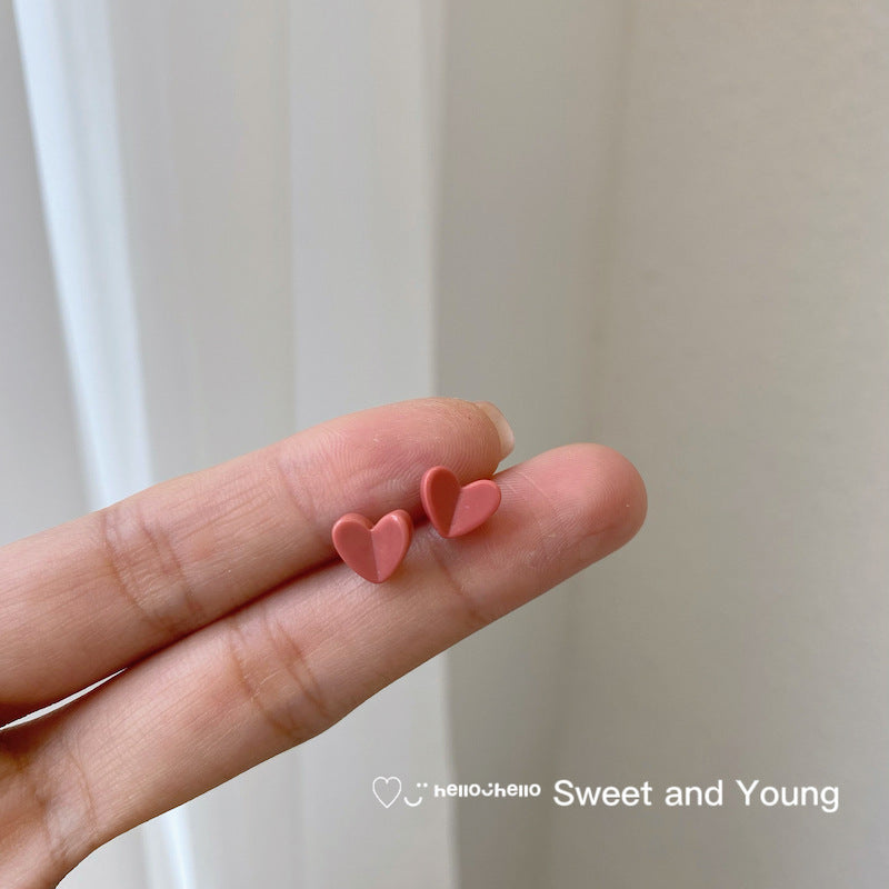 Ceramic Three-dimensional Colored Loving Heart Sweet Cute Earrings
