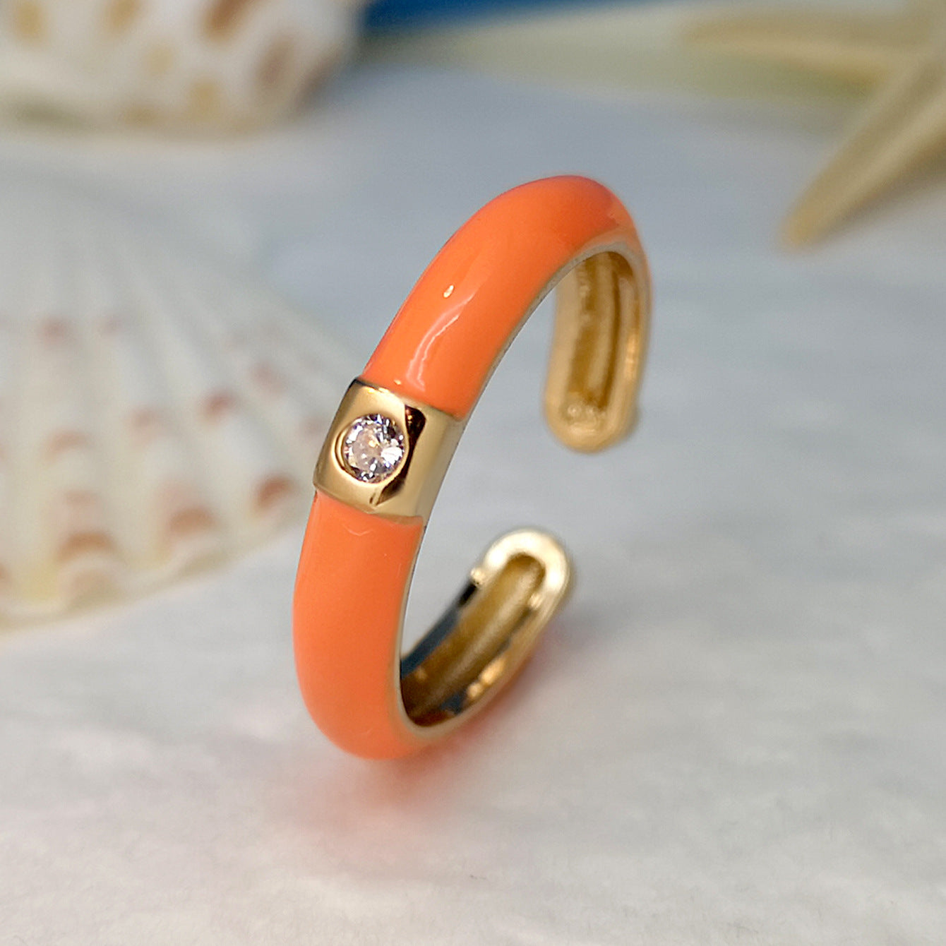 Gold-plated Zircon Simple Design Colorful Oil Rings