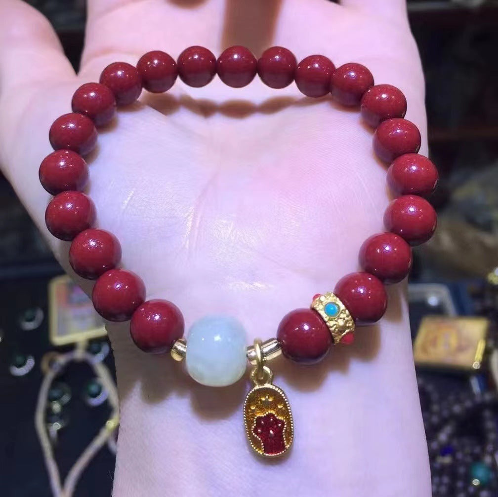 Women's Purple Gold Sand Cinnabar Beaded Single Ethnic Bracelets