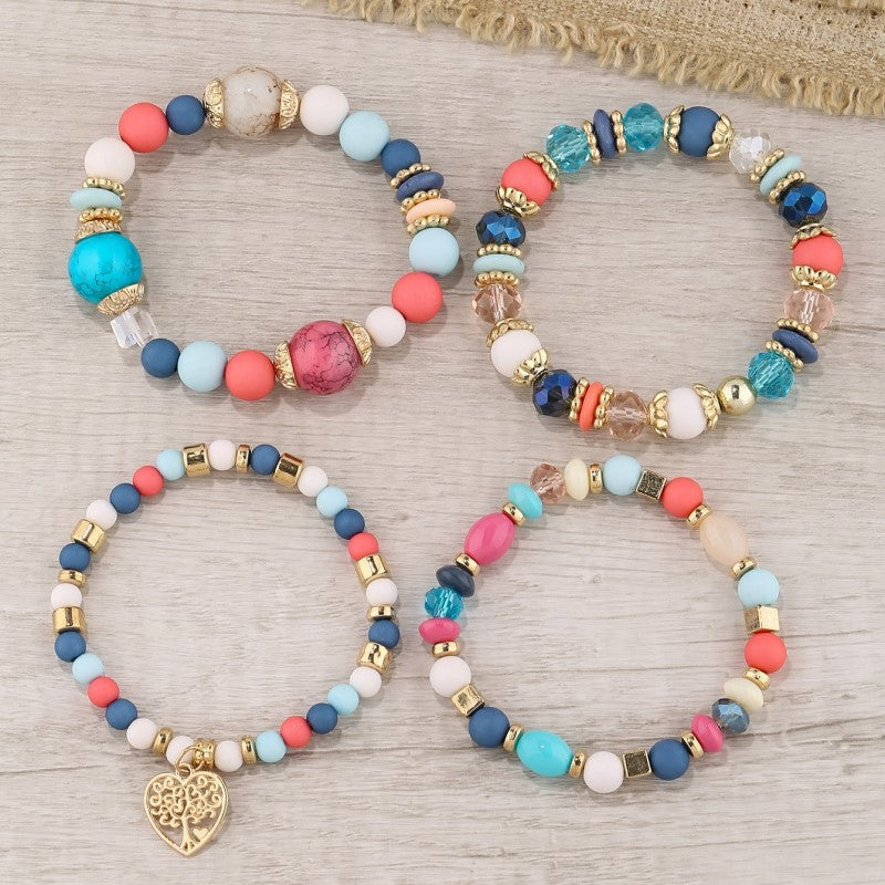 Style Crystal Peach Heart Beaded Ladies Bracelets