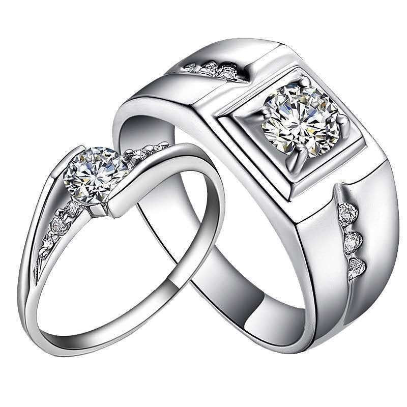 Women's & Men's Couple Pair Of Imitation Diamond Simple Rings