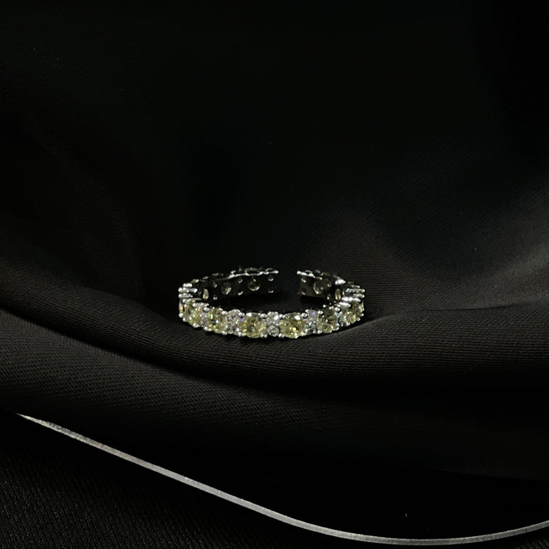 Full Rhinestone Zircon High-grade Open Light Luxury Minority Rings