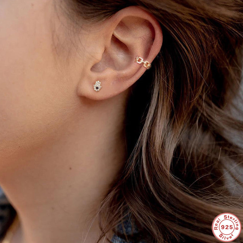 Sier Angel Eyes Black Diamond With Diamonds Earrings