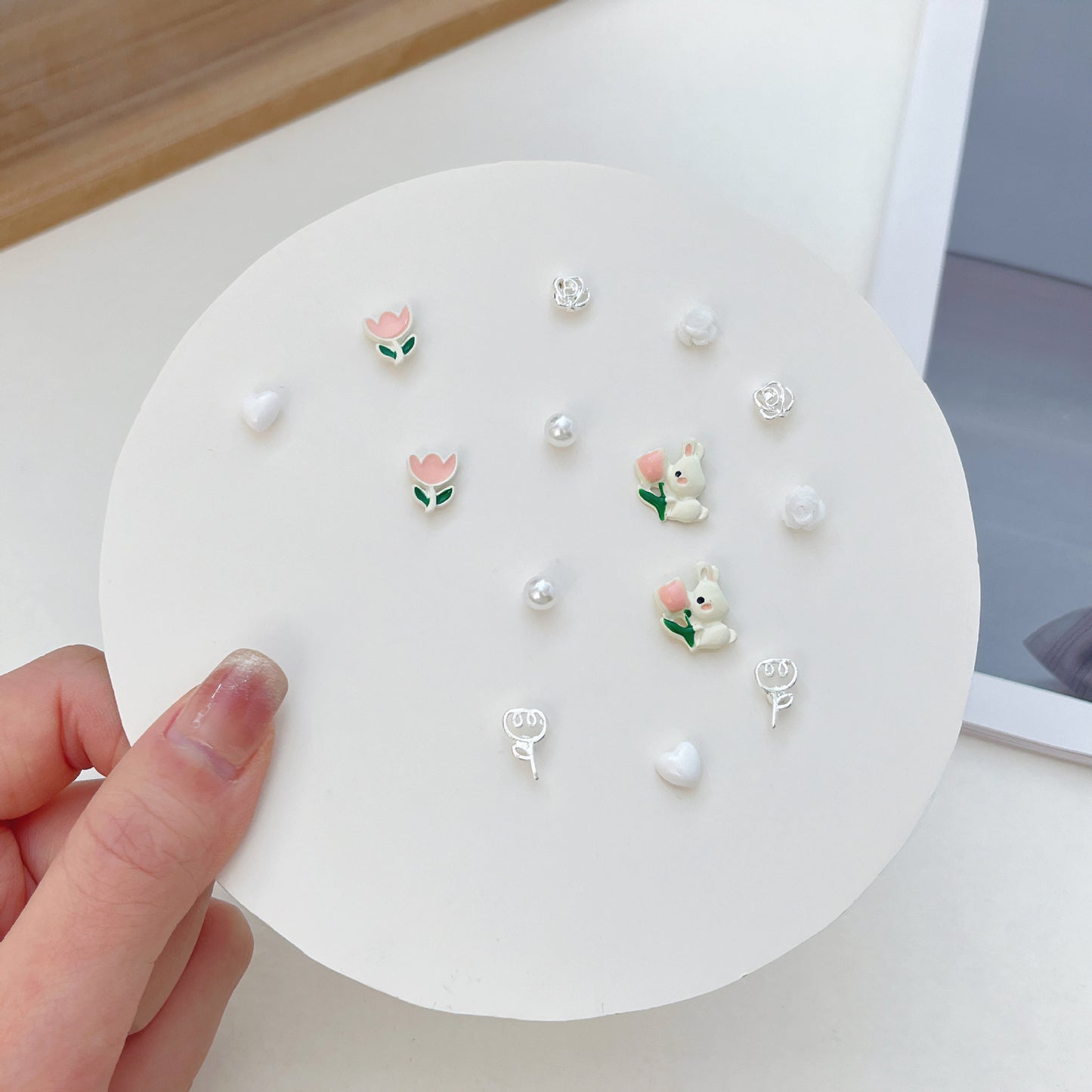 Pair Pack Sier Suit Cute Sweet Earrings