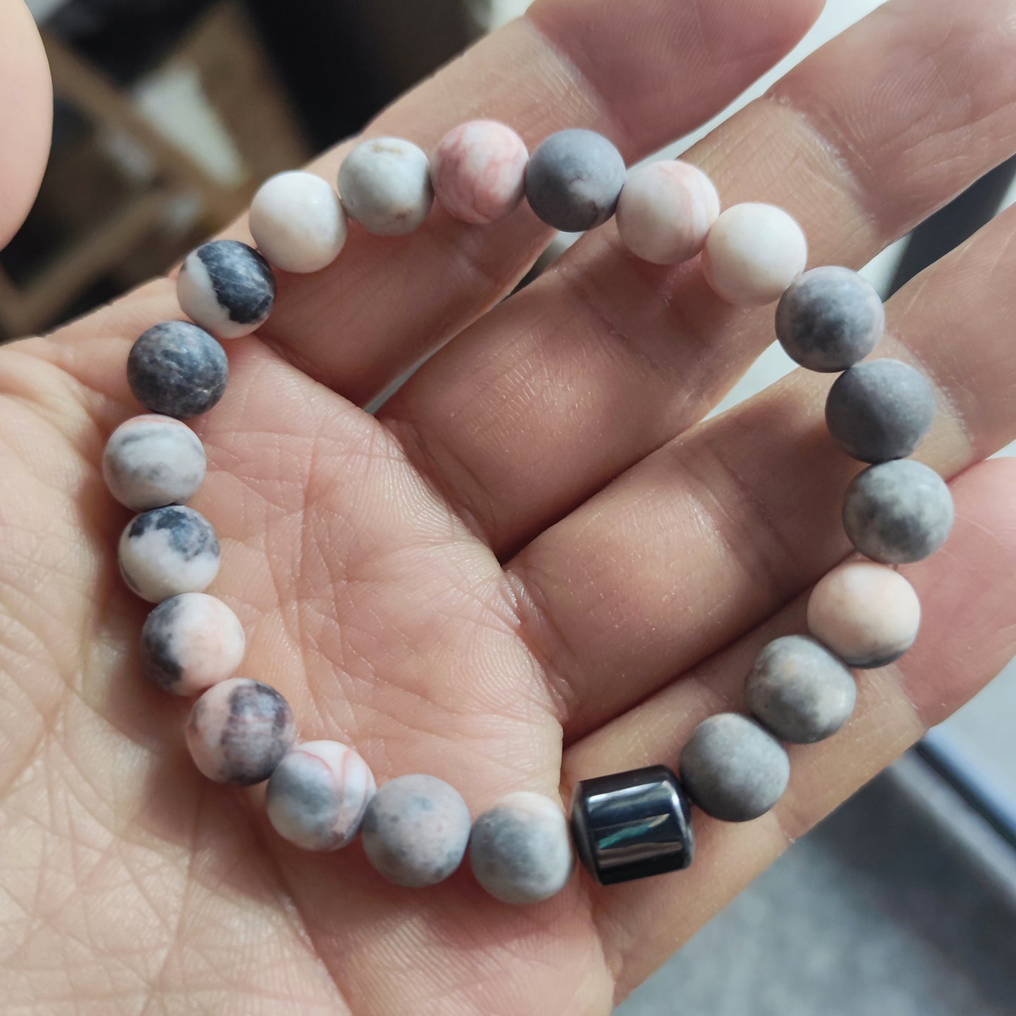 Black Stone Tiger Eye Bead Beaded Bracelet