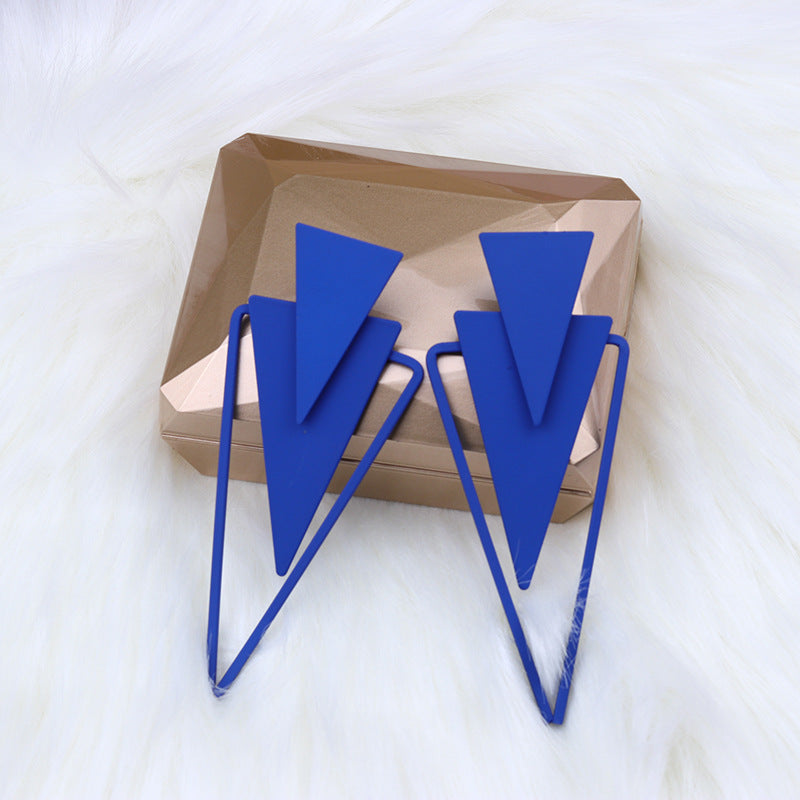 Triangle Stitching Spray Paint High Profile Earrings
