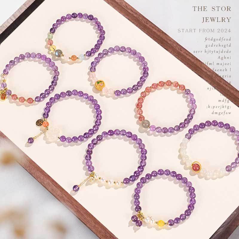 Pearl Amethyst Series Beaded Female Niche High Sense Bracelets