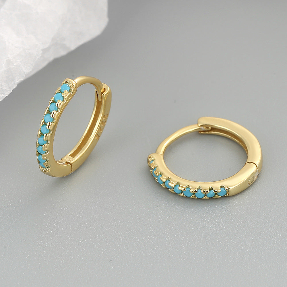 Women's Style Turquoise Zircon Gold-plated Ear Clip Hip Earrings