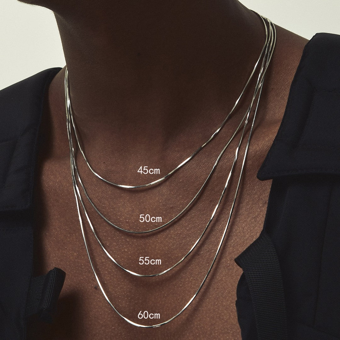 Titanium Steel Gold Square Snake Bones Chain Plain Temperament Necklace