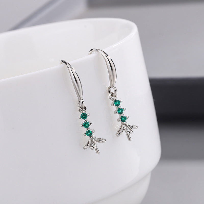 Women's Inlaid Zircon Support Ear Hook Copper Earrings