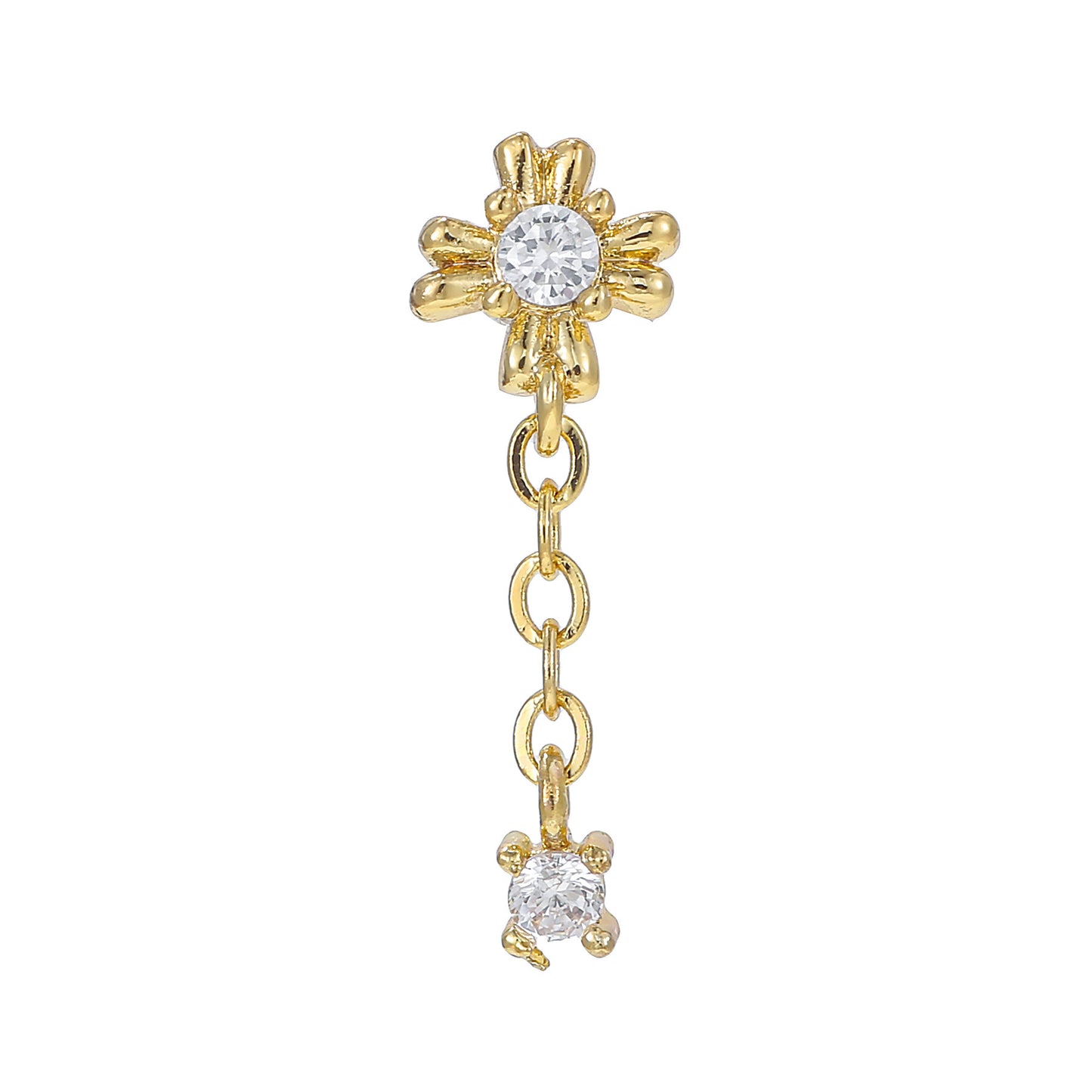 Rod Piercing Micro Inlaid Zircon Double Earrings