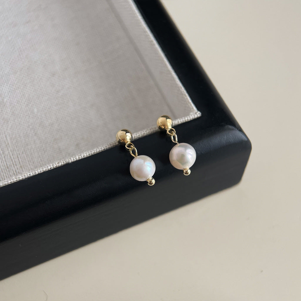 Geometric Ear Personality Simple Natural Pearl Earrings