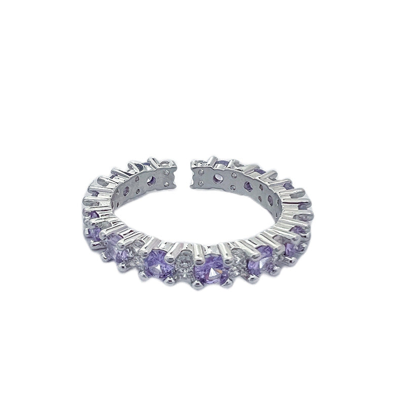 Full Rhinestone Zircon High-grade Open Light Luxury Minority Rings