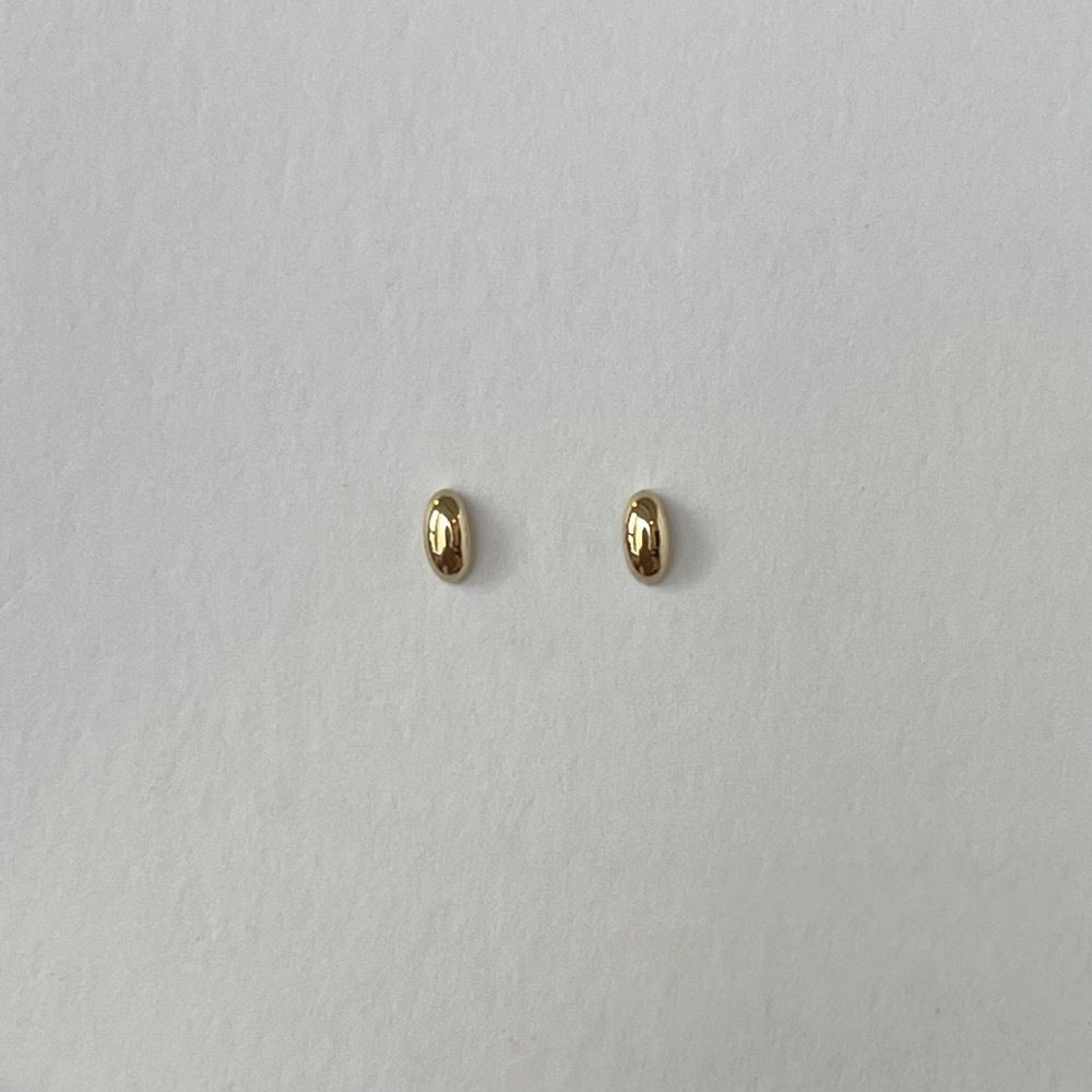 Beans Sier Plated Glossy Oval Mini Earrings