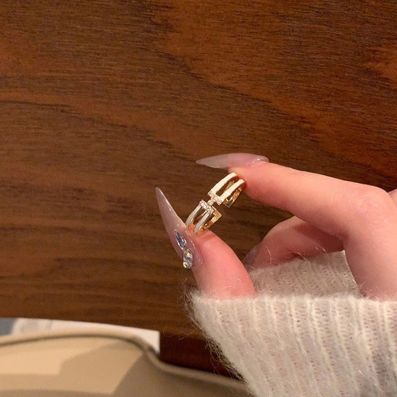 Row Pearl Open-end Zircon Collection Female Rings