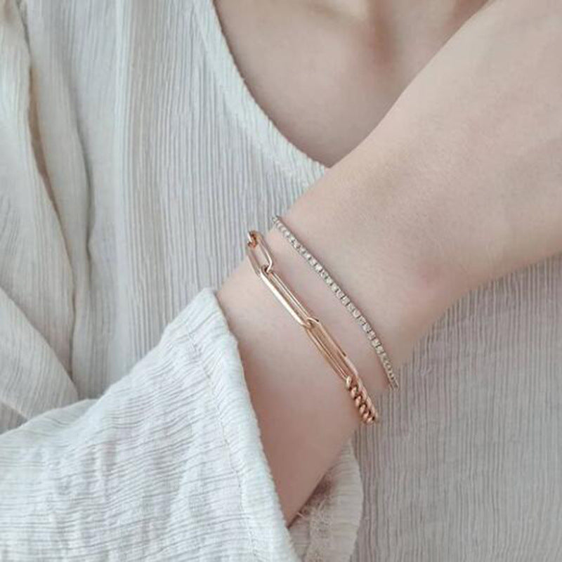 Creative Splicing Titanium Steel Gold Plated Bracelets