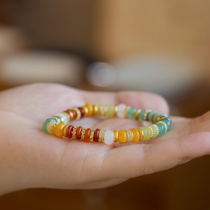 Stone Female Rainbow Gold Tablet Gem Bracelets