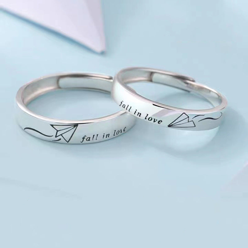 Women's & Men's Paper Plane Couple Retro Artistic Open Rings