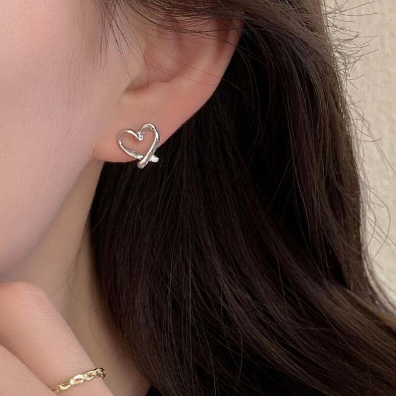 Needle Fashion Personality Peach Heart Simple Heart-shaped Small Earrings