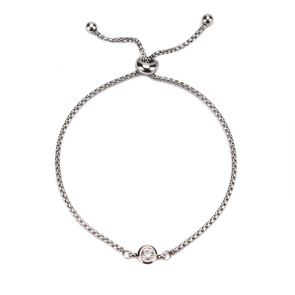 Women's Simple Stainless Steel Twee Birthstone Mother's Bracelets