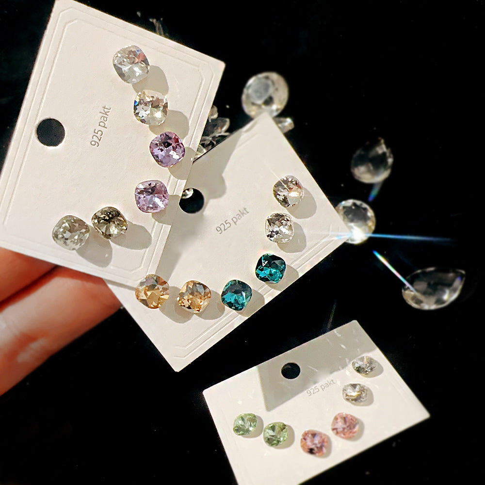 Women's Cube Sugar One Card Three Pairs Earrings