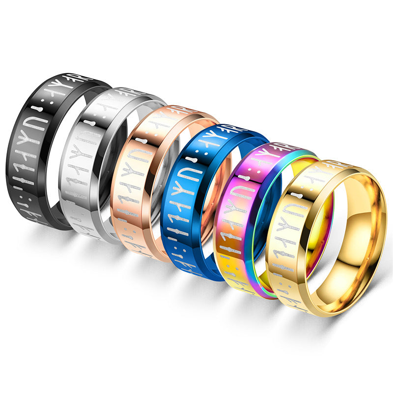 Men's Ornament Viking Letter Stainless Steel Rune Rings