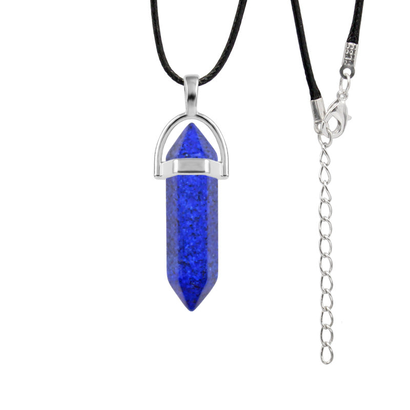 Natural Stone Hexagon Prism Fashion Crystal Necklaces