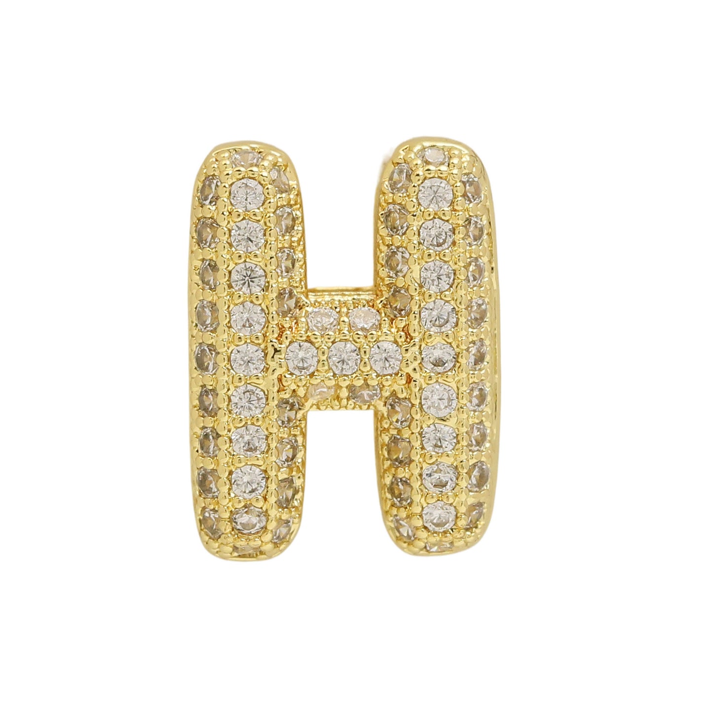 Golden Chubby Balloon Bubble Zircon Letter Bracelets