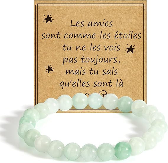 Natural Stone Elastic String Beaded Green Bracelets
