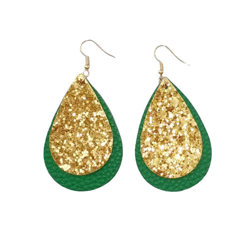 Irish Festival Alloy Dripping Green Hat Clover Earrings