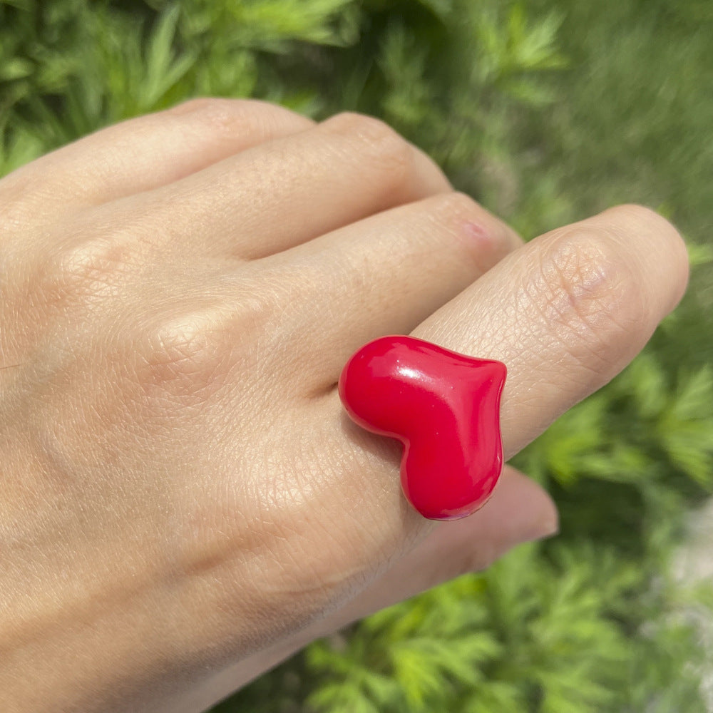 Personality Love Heart-shaped Trendy Fashion Solid Rings