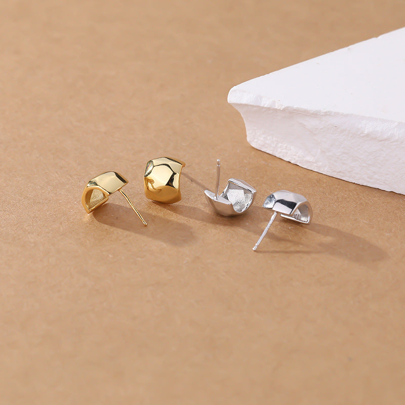 Women's Sterling Sier Simple Ear Cold Surface Earrings