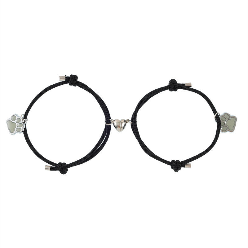 Women's & Men's Luminous Dripping Oil Dog's Paw Magnetic Bracelets