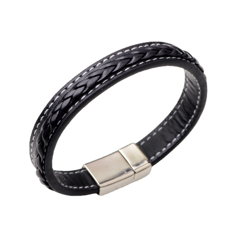 Men's Simple Leather Braided Fashion Classic Punk Trendy Bracelets