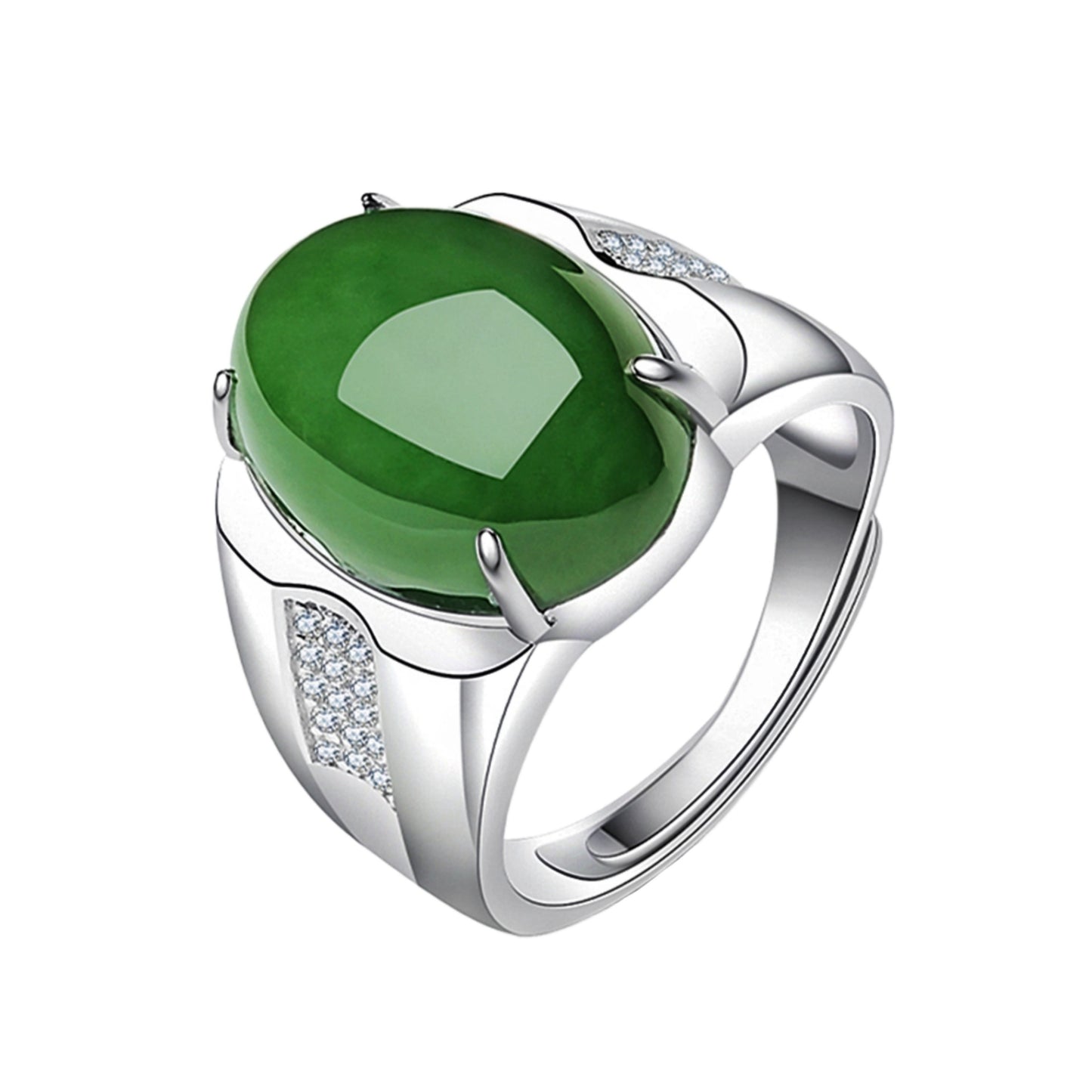 Live Broadcast Emerald Boss Delicate Oily Green Chalcedony Rings
