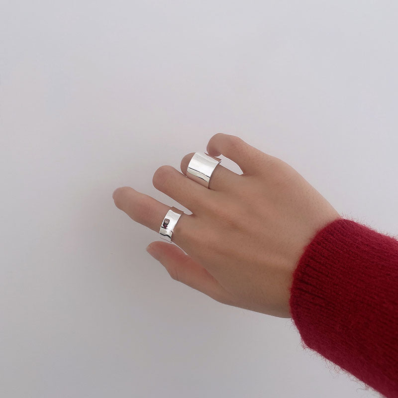 Korean Niche Design Wide Narrow Open Frosted Glossy Rings