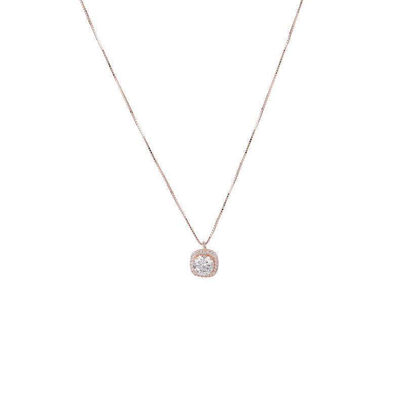 Sterling Sier Square Diamond Wild Short Necklaces