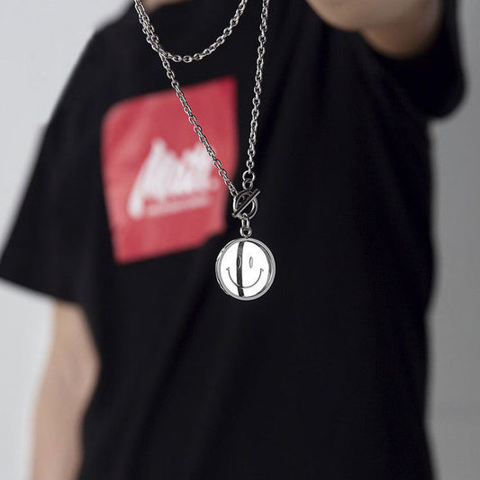 Women's & Men's National Fashion Rotating Smiley Street Double-sided Necklaces